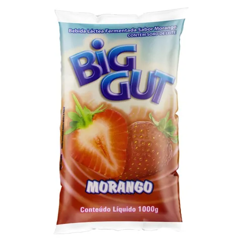 Bebida Láctea Fermentada Morango Big Gut Pacote 1l
