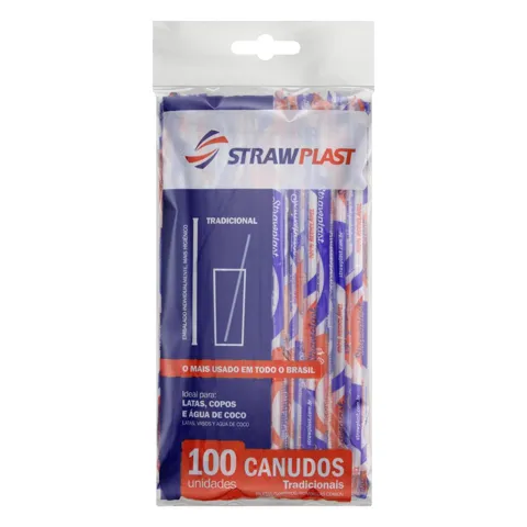 Canudo Descartável Tradicional Strawplast Pacote 100 Unidades