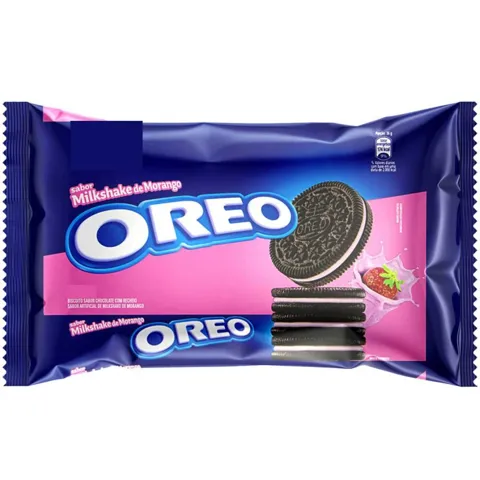 Biscoito Chocolate Recheio Milkshake de Morango Oreo