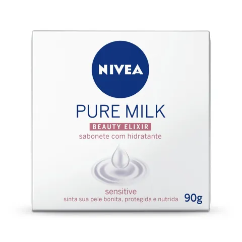 Sabonete Barra Hidratante Sensitive Nivea Pure Milk Beauty Elixir Caixa 90g