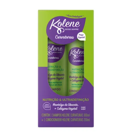 Kit Kolene Curvaturas Contém 1 Shampoo 300ml + 1 Condicionador 200ml