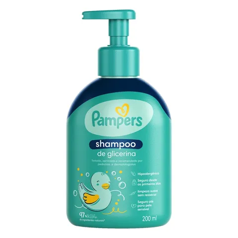 Shampoo Infantil de Glicerina Pampers Frasco 200ml