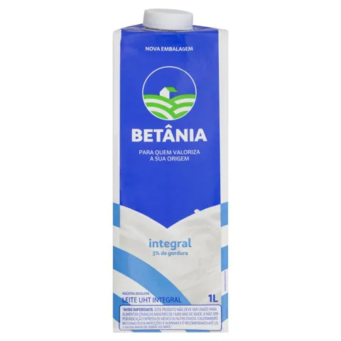 Leite UHT Integral Betânia Caixa com Tampa 1l