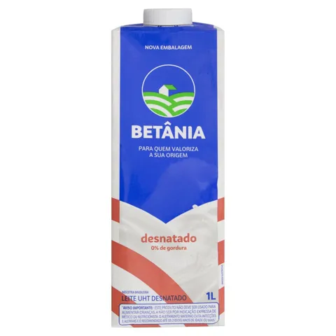 Leite UHT Desnatado Betânia Caixa com Tampa 1l