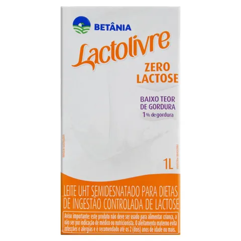 Leite UHT Semidesnatado Zero Lactose Betânia Lactolivre Caixa 1l