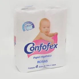Papel Higiênico Folha Simples Confofex 30M 4Un Rosas