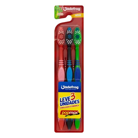 Escova Dental Macia Jadefrog Popmax 3 Unidades Embalagem Econômica
