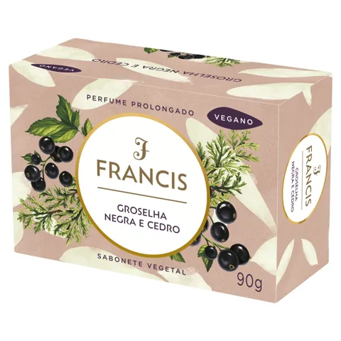 Sabonete Barra Vegetal Groselha Negra e Cedro Francis Caixa 90g
