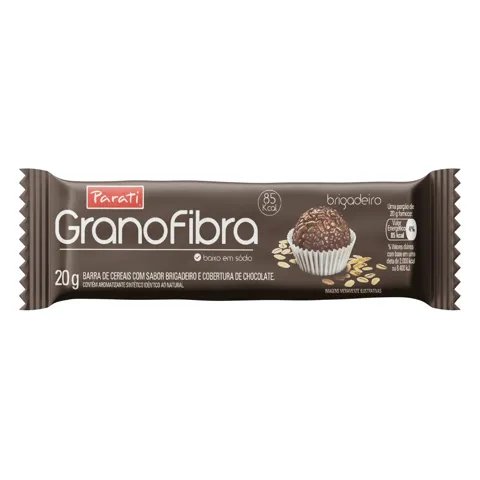 Barra de Cereal Brigadeiro Cobertura Chocolate Granofibra Pacote 20g
