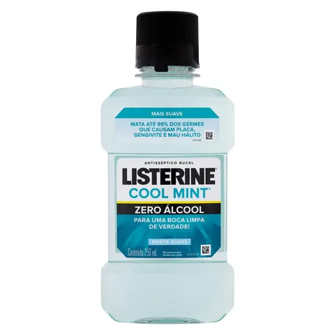 Enxaguante Bucal Antisséptico Zero Álcool Menta Suave Listerine Cool Mint Frasco 250ml