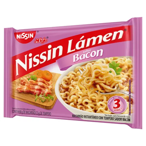 Macarrão Instantâneo Lámen Bacon Nissin Miojo Pacote 85g