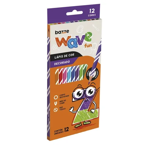 Lapis De Cor De Madeira Bazze Wave 12Un