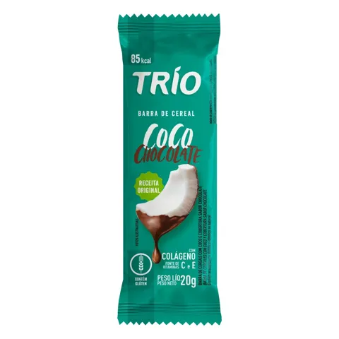 Barra de Cereal Coco Cobertura Chocolate Trio Pacote 20g