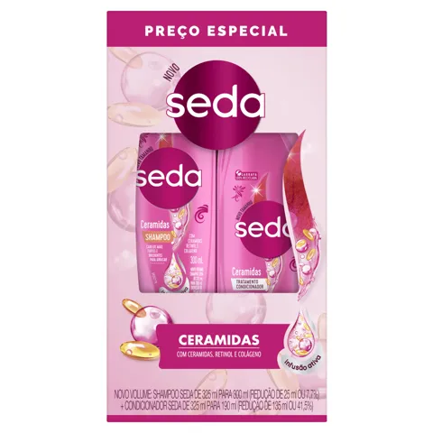 Kit Shampoo 300ml + Condicionador 190ml Seda Ceramidas