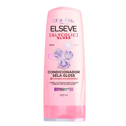 Condicionador Sela Gloss L'Oréal Paris Elseve Glycolic Gloss, 400Ml