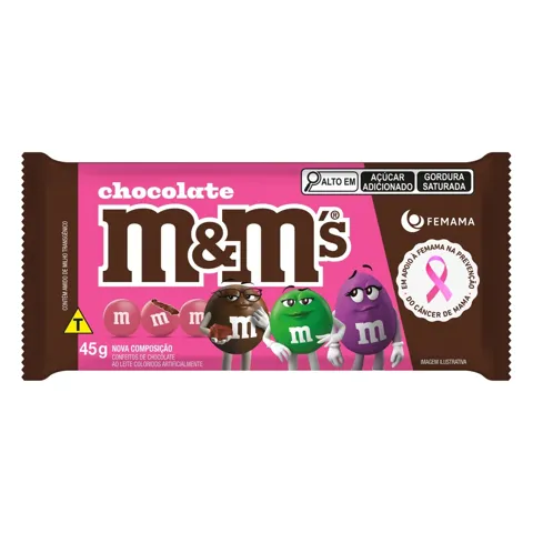 Confeito de Chocolate ao Leite M&M's Pacote 45g