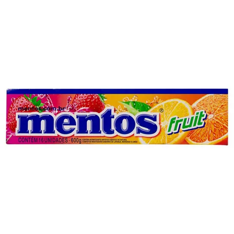 Confeito Laranja, Morango e Limão Mentos Fruit 31,5g