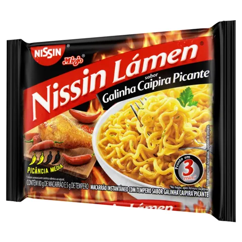 Macarrão Instantâneo Lámen Galinha Caipira Picante Nissin Miojo Pacote 85g