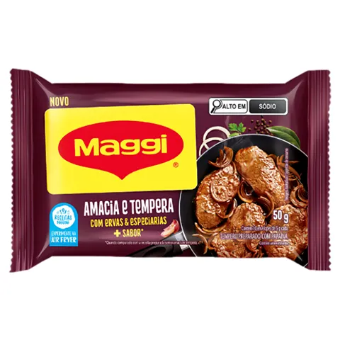 Tempero Pó com Ervas e Especiarias Maggi Amacia e Tempera Pacote 50g 10 Unidades