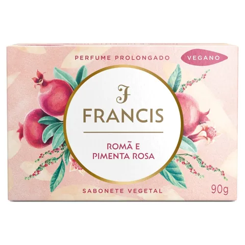 Sabonete Barra Vegetal Romã e Pimenta-Rosa Francis Caixa 90g