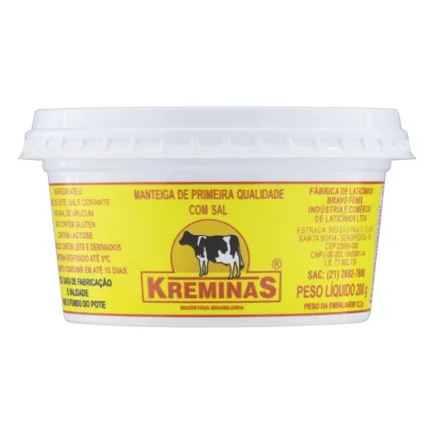 Manteiga de Primeira Qualidade com Sal Kreminas Pote 200g
