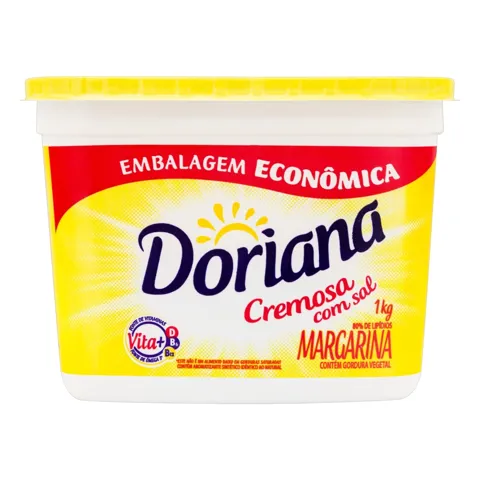 Margarina Cremosa com Sal Doriana Pote 1kg Embalagem Econômica