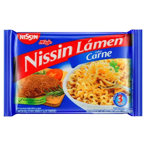 Macarrão Instantâneo Carne Nissin Miojo Lámen Pacote 85g