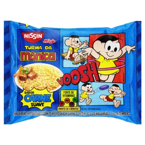 Macarrão Instantâneo Carne Suave Nissin Miojo Turma da Mônica Pacote 85g