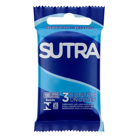 Preservativo Masculino Lubrificado Sutra Pacote 3 Unidades