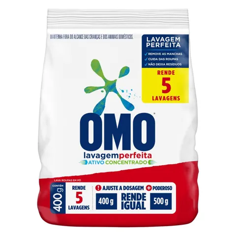 Lava-Roupas em Pó Omo Lavagem Perfeita Pacote 400g