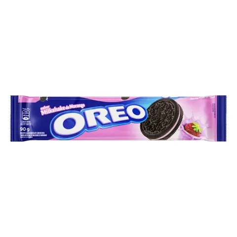 Biscoito Chocolate Recheio Milkshake de Morango Oreo Pacote 90g