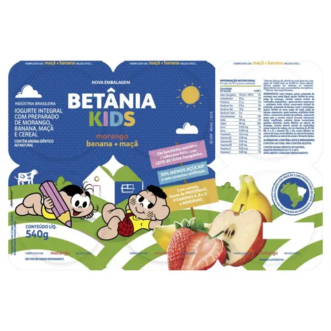 Iogurte Integral Morango + Banana e Maçã Betânia Kids 540G