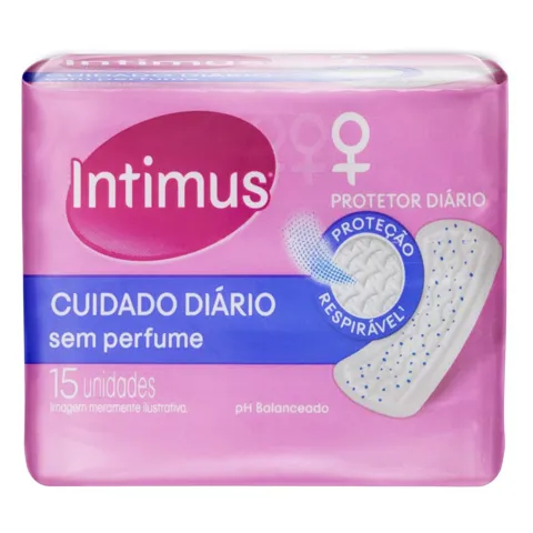 Protetor Diário sem Abas Intimus Cuidado Diário Pacote 15 Unidades