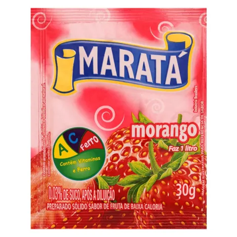 Refresco em Pó Morango Maratá Pacote 30g