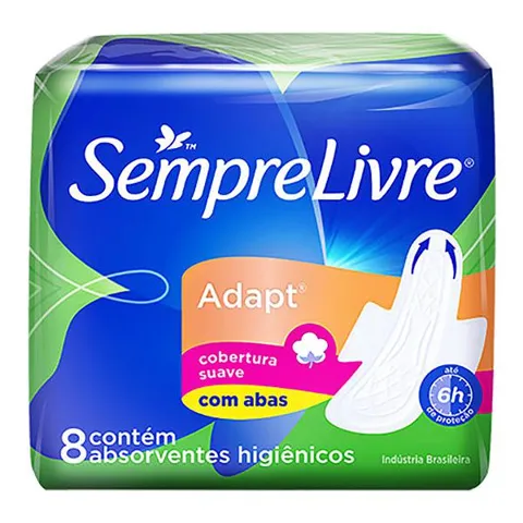 Absorvente SEMPRE LIVRE Especial Adapt Suave Com Abas Com 8 Unidades