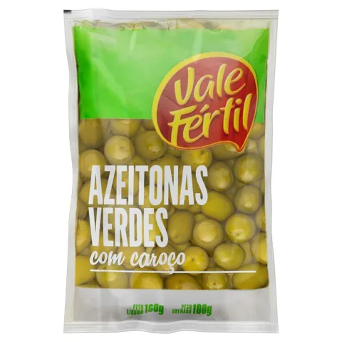 Azeitona Verde em Conserva com Caroço Vale Fértil Sachê 100g