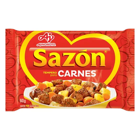 Tempero para Carnes Sazón Pacote 60g 12 Unidades