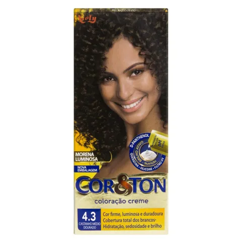 Kit Coloração Creme 4.3 Castanho Médio Dourado Niely Cor&Ton