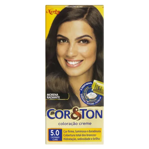 Kit Coloração Creme 5.0 Castanho Claro Niely Cor&Ton
