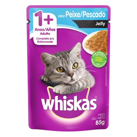 Alimento para Gatos Jelly Adultos 1+ Peixe Whiskas Sachê 85g