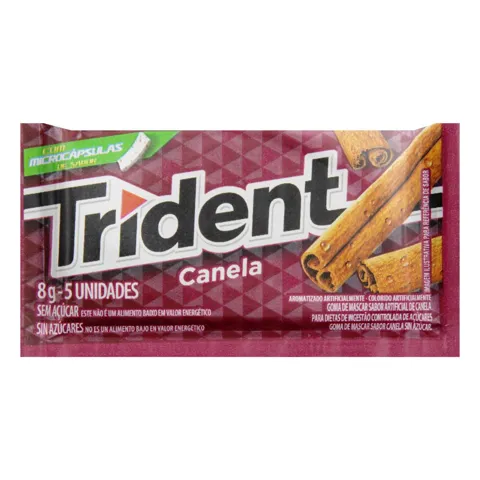 Goma de Mascar Canela Zero Açúcar Trident Envelope 8g 5 Unidades