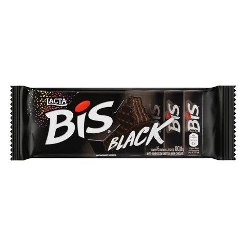 Wafer Recheio e Cobertura Chocolate Lacta Bis Black Pacote 100,8g