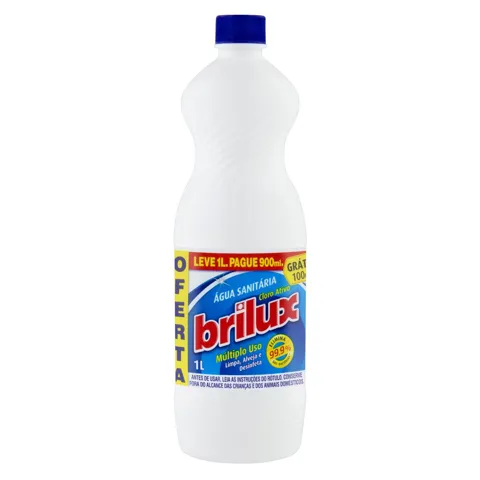 Água Sanitária Brilux Frasco Leve 1l Pague 900ml