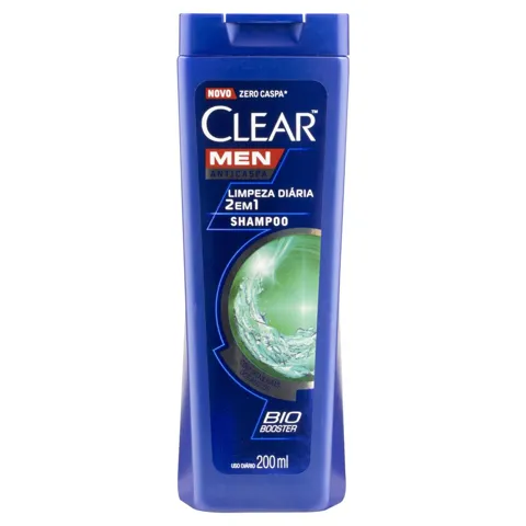 Shampoo 2 em 1 Anticaspa Clear Men Limpeza Diária  Frasco 200ml