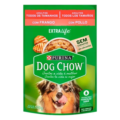 Alimento para Cães Adultos Frango Purina Dog Chow Extra Life Sachê 100g