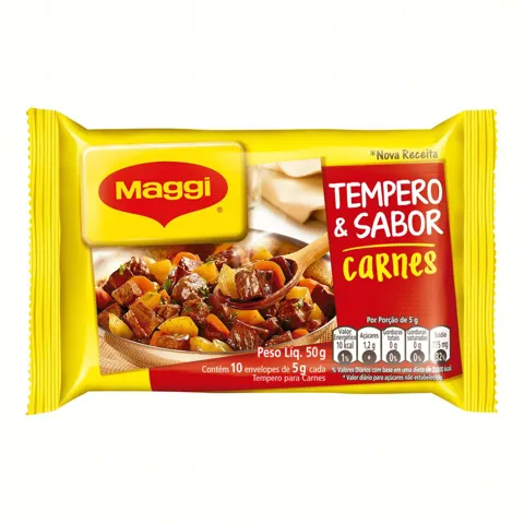 Tempero para Carnes Maggi Tempero & Sabor Pacote 50g 10 Unidades