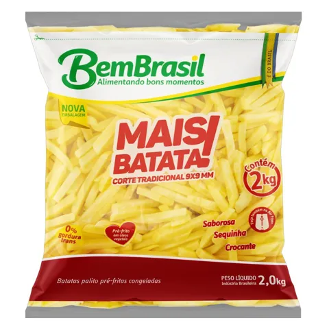 Batata Pré-Frita Palito Congelada BemBrasil Mais Batata! Pacote 2kg