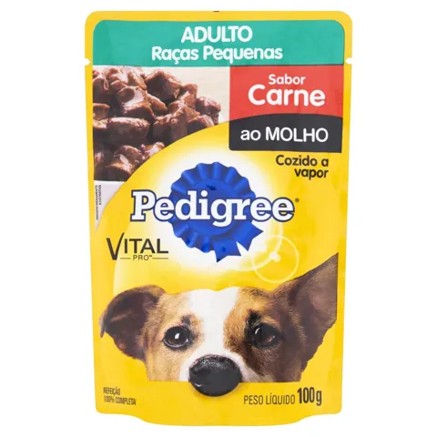 Alimento para Cães Adultos Raças Pequenas Carne ao Molho Pedigree Vital Pro Sachê 100g