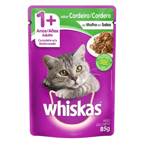 Alimento para Gatos Adultos 1+ Cordeiro ao Molho Whiskas Sachê 85g
