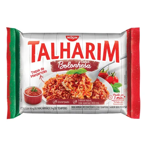 Macarrão Instantâneo Bolonhesa Nissin Miojo Talharim Pacote 99g